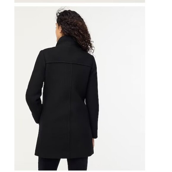 J.Crew Womens $298 Button Neck City Coat Black Size 2 BU261 - Picture 3 of 10